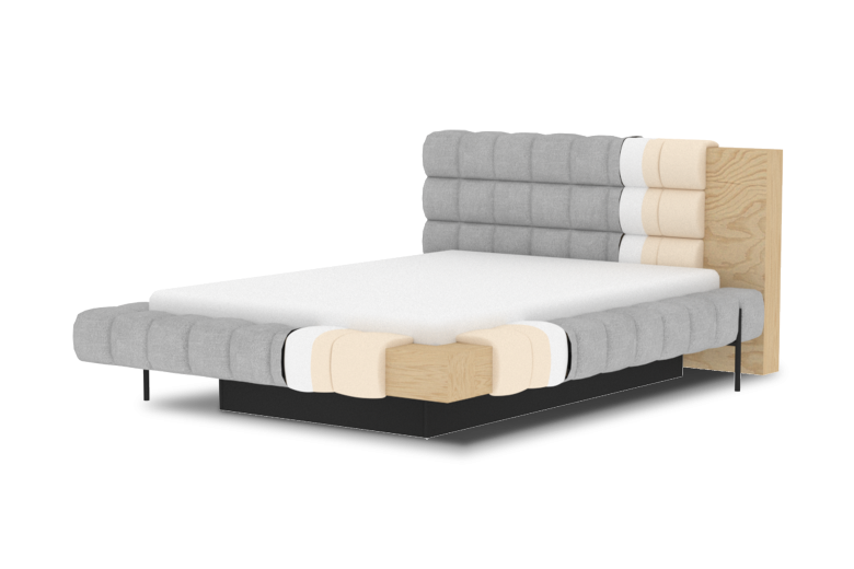 Upholstered bed - Bed Magentta, metal frame, gas lift, bedding box (Pull-out bed with storage box)
