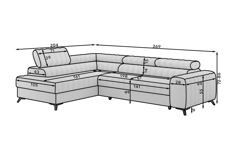 Corner sofa - Kanedo (Pull-out bed with storage box)