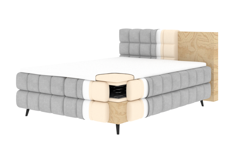 Boxspring bed 180x200 - Sabeno (Pull-out bed with storage box)