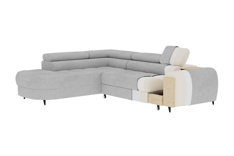 Vesteria corner sofa with sleeping function and storage compartment