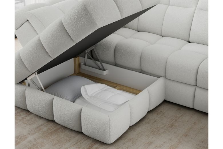 Bronon corner sofa with sleeping function and storage compartment