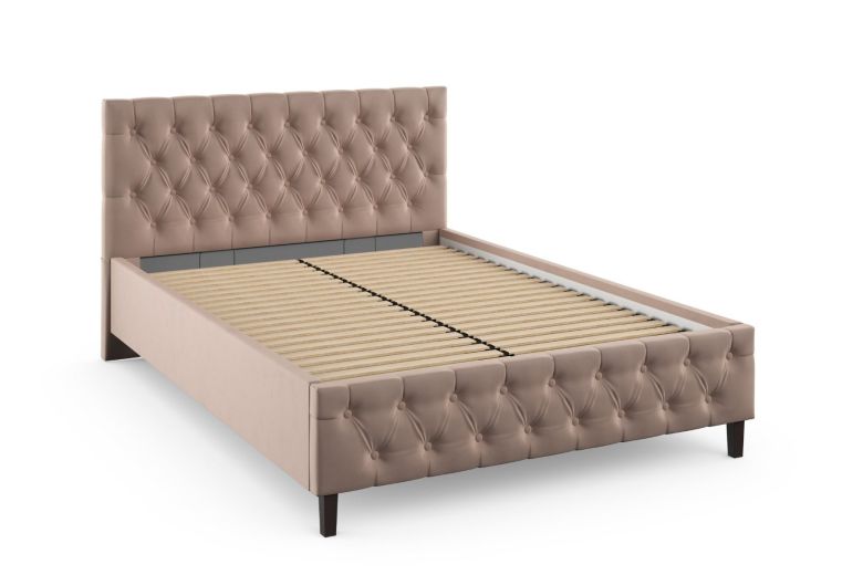 Upholstered bed 140x200 - Westhampton with bed slat (With storage box)