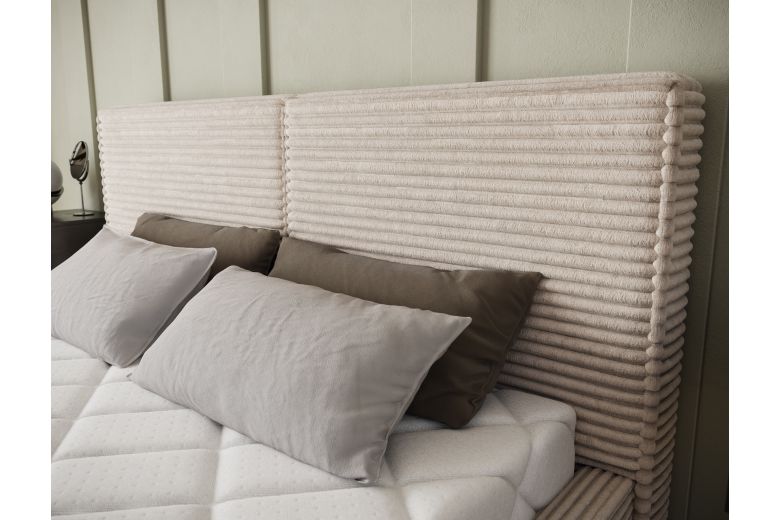 Upholstered bed - Bed Pesillo metal frame, gas lift, storage container (Pull-out bed with storage box)