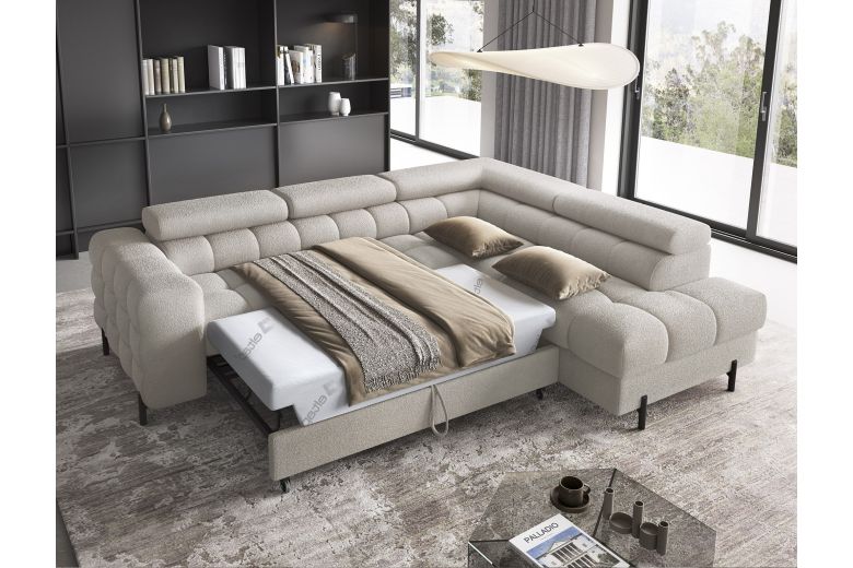 Corner sofa - Ferucce (Pull-out bed with storage box)