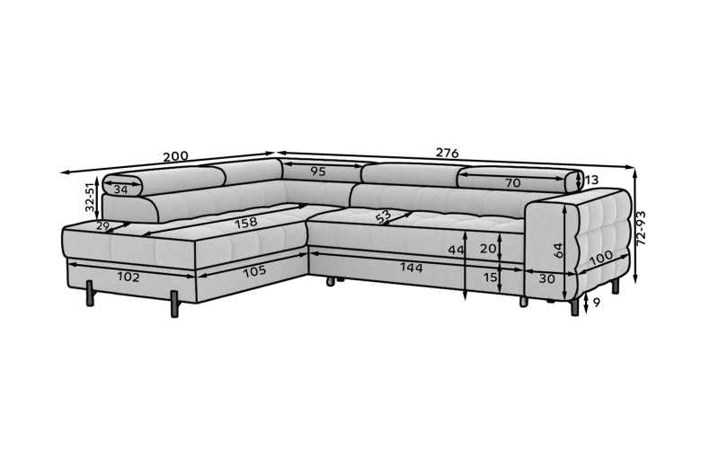 Corner sofa - Ferucce (Pull-out bed with storage box)