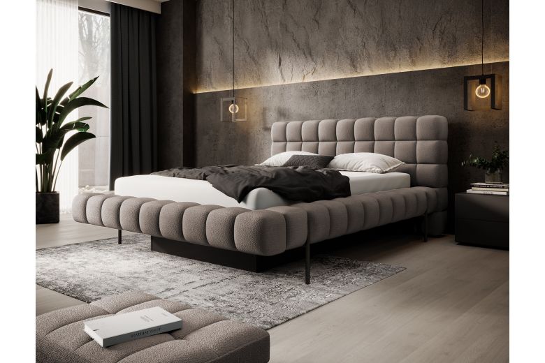 Upholstered bed - Bed Magentta, metal frame, gas lift, bedding box (Pull-out bed with storage box)