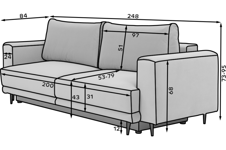 Sofa+bed - Dalia (Pull-out bed with storage box)