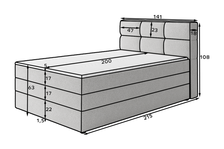 Boxspring bed - Kasped (Pull-out bed with storage box)