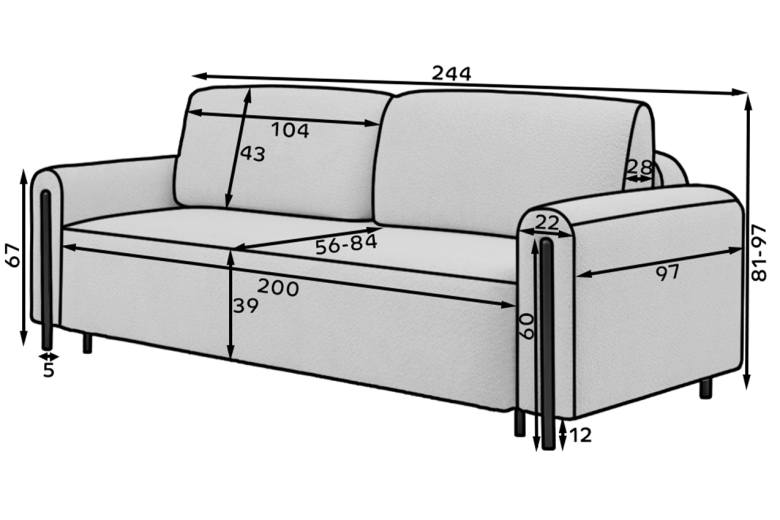Sofa+bed - Arcadova (Pull-out bed with storage box) Sofa+bed - Arcadova (Pull-out bed with storage box)