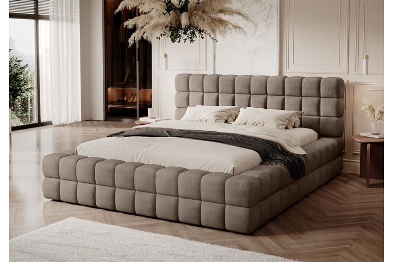 Upholstered bed - Bed Dizzle, metal frame, gas lift, bedding box (Pull-out bed with storage box)