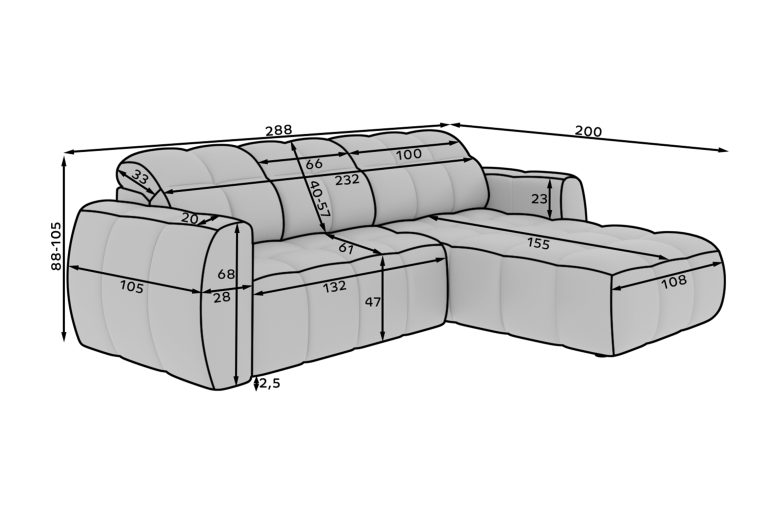 Γωνιακός καναπές - Fanito (Συρόμενο)