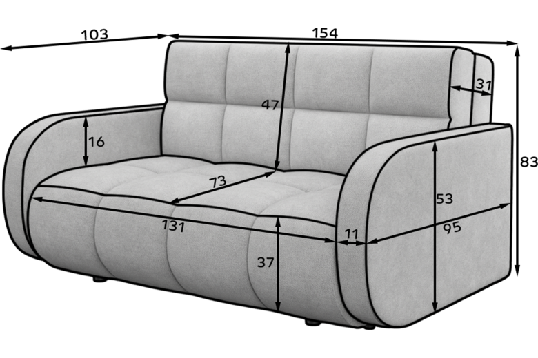 Раскладной диван - Deverio 3-seater (Pаскладной с ящиком для белья)