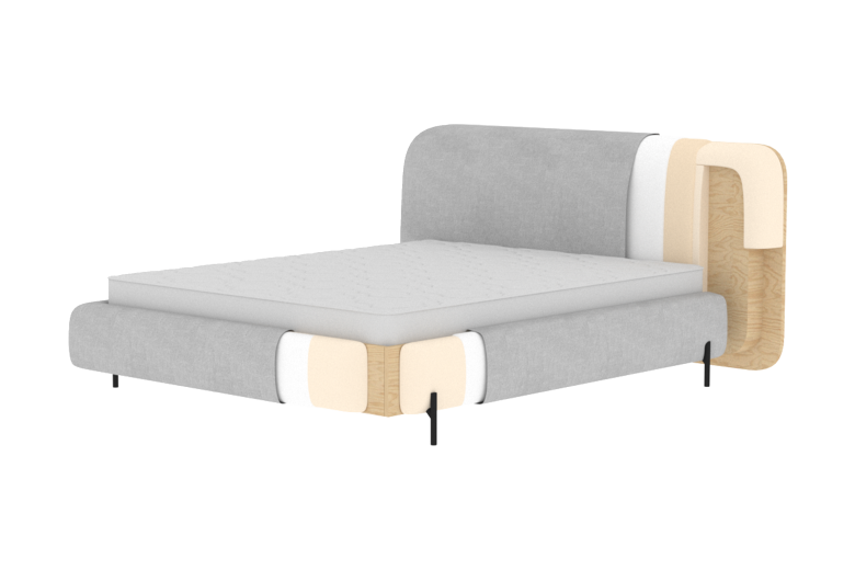 Upholstered bed 160x200 - Bed Pointt, metal frame, gas lift, bedding box 160x200 (Pull-out bed with storage box)