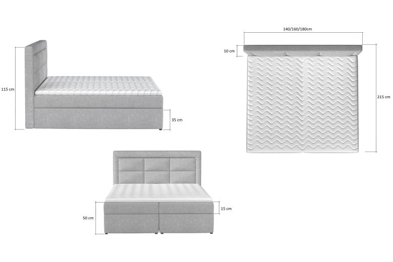 Boxspring bed - Vivre (Pull-out bed with storage box)