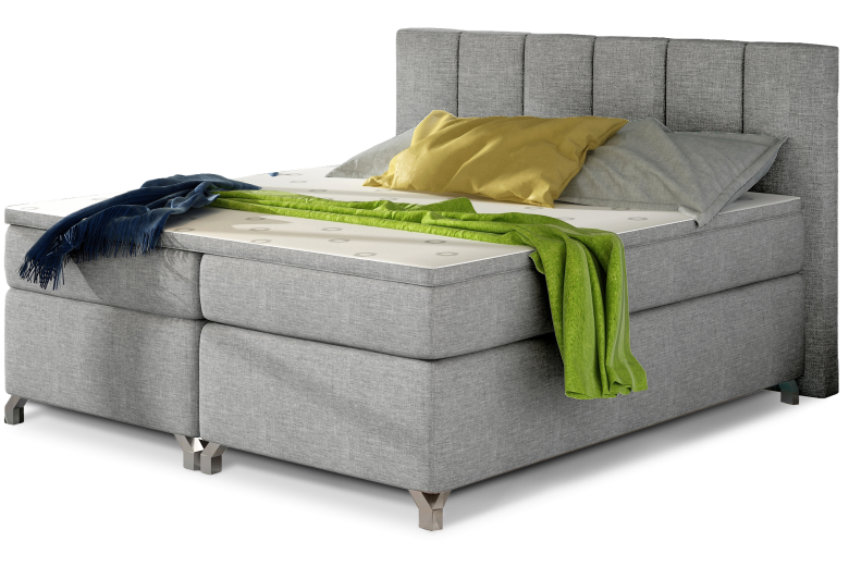Boxspring bed 140x200 - Basilio (Pull-out bed with storage box)