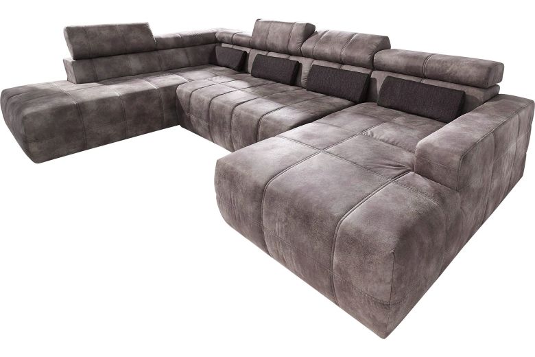 Wohnlandschaft Brandon links - mit Schlaffunktion - Grau