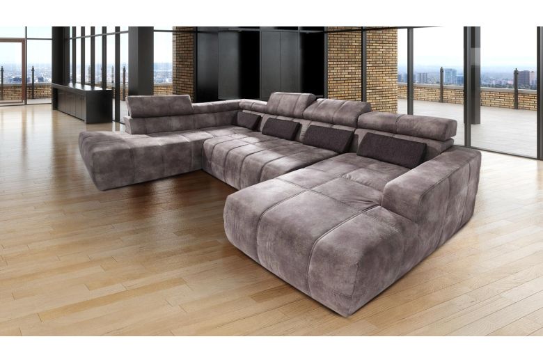 Wohnlandschaft Brandon links - mit Schlaffunktion - Grau