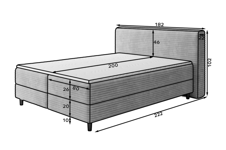 Boxspring κρεβάτι 160x200 - Cortiko 160x200 (Συρόμενο με κουτί αποθήκευσης)