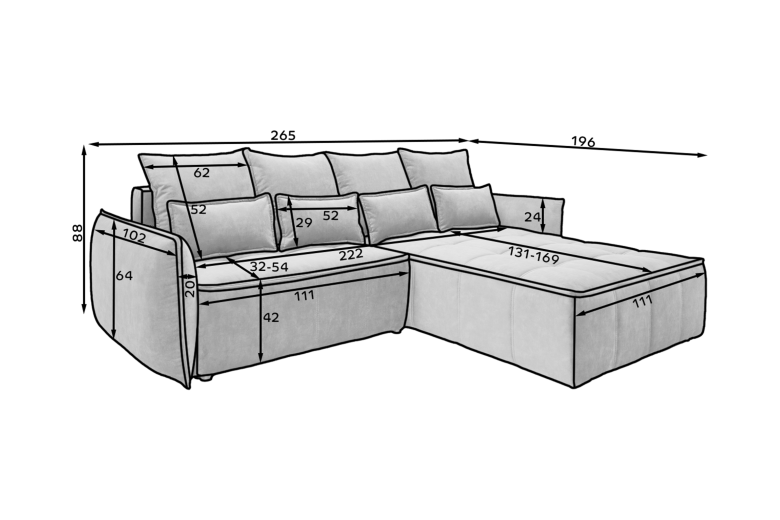 Corner sofa - Campo (Pull-out bed with storage box) Corner sofa - Campo (Pull-out bed with storage box)