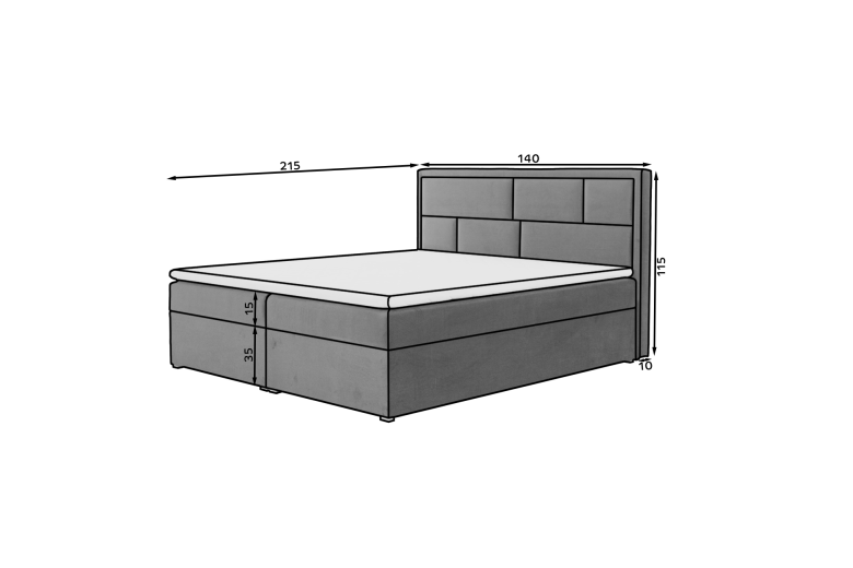 Boxspring bed 160x200 - Meron (Pull-out bed with storage box)