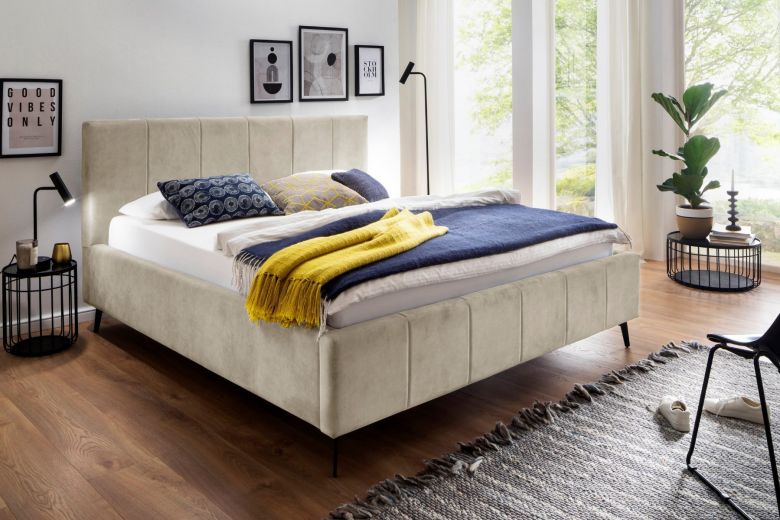 Upholstered bed 160x200 - Lizzano with bed slat (With storage box)