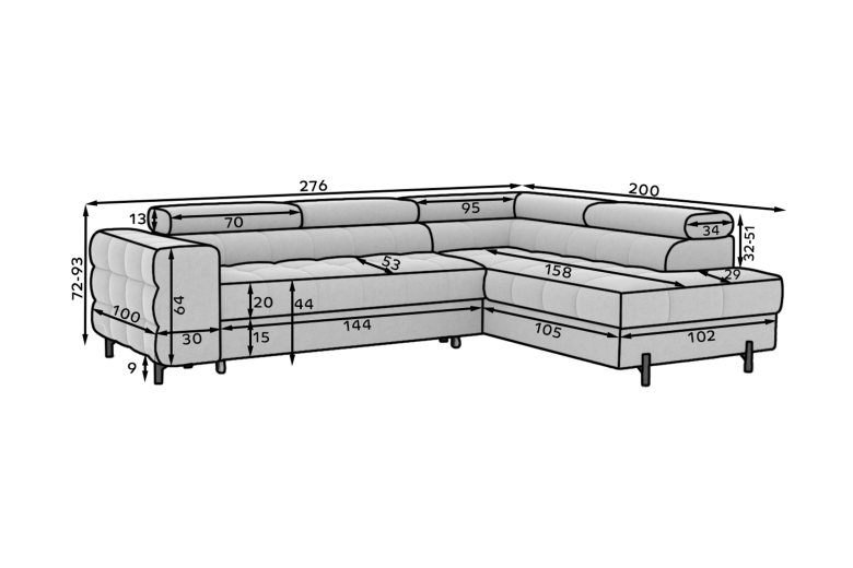 Corner sofa - Ferucce (Pull-out bed with storage box)