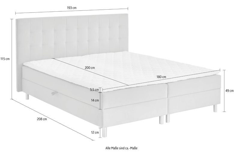 Boxspring bed 180x200 - Holly (With storage box)