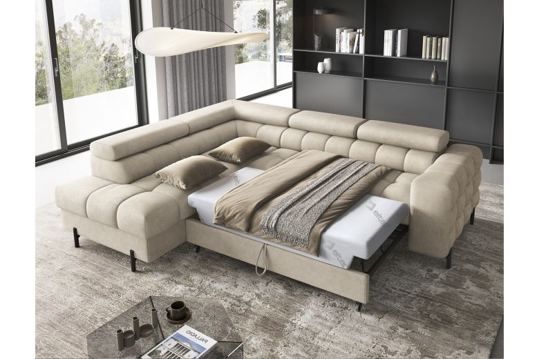 Corner sofa - Ferucce (Pull-out bed with storage box)