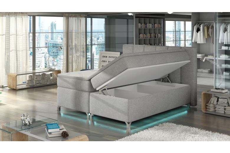 Boxspring bed 140x200 - Basilio (Pull-out bed with storage box)