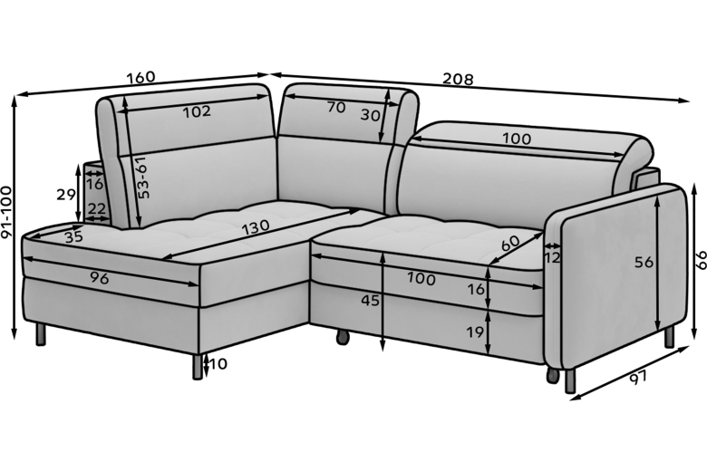 Corner sofa - Barea (Pull-out bed with storage box) Corner sofa - Barea (Pull-out bed with storage box)