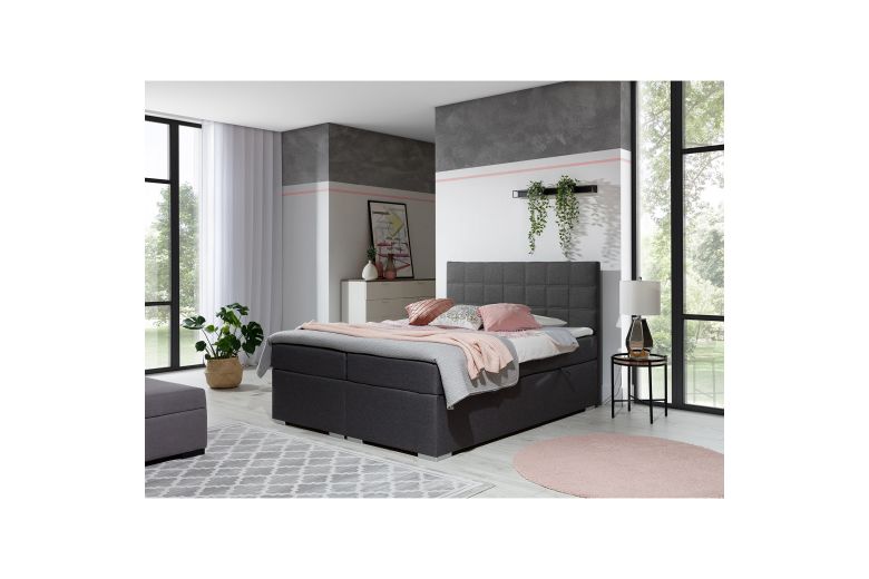 Boxspring bed 160x200 - Alice (Pull-out bed with storage box)