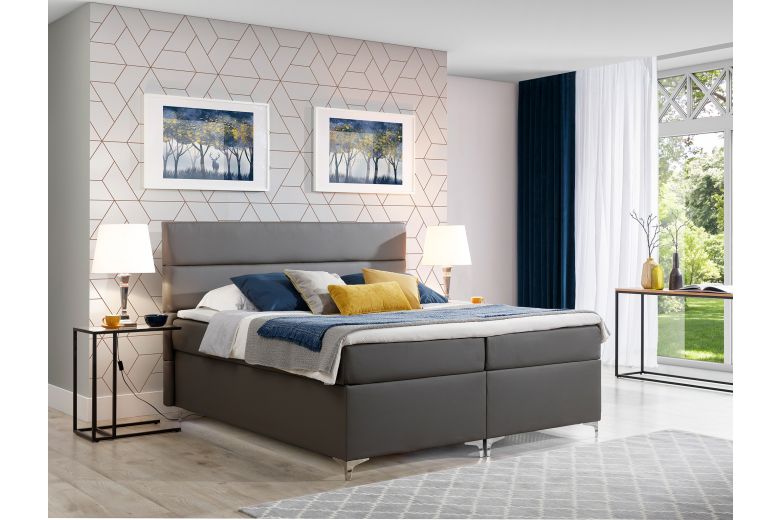 Boxspring bed 140x200 - Amadeo (Pull-out bed with storage box)