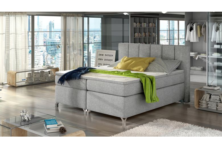 Boxspring bed 140x200 - Basilio (Pull-out bed with storage box)