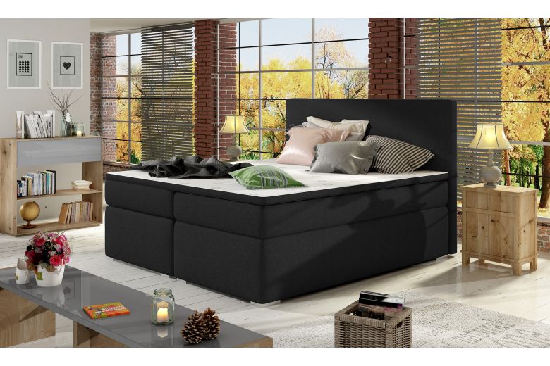 Boxspring bed 140x200 - Divalo (Pull-out bed with storage box)