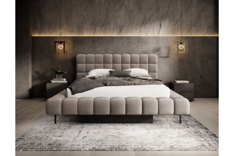 Upholstered bed - Bed Magentta, metal frame, gas lift, bedding box (Pull-out bed with storage box)