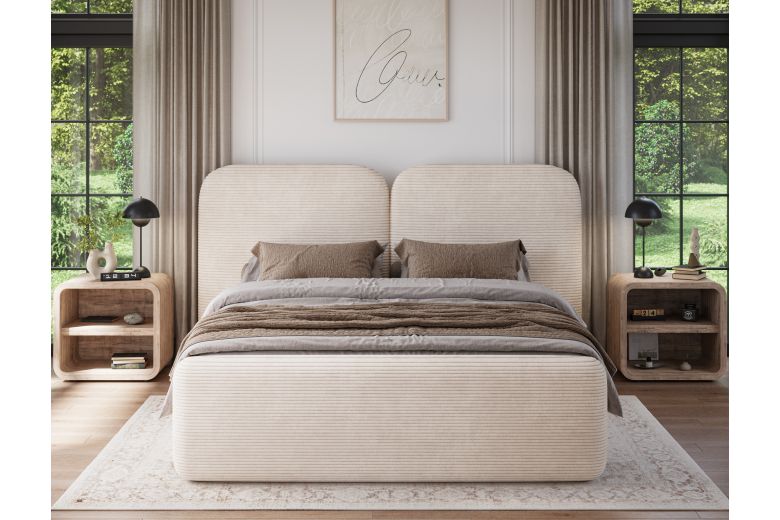 Upholstered bed - Bed Ollival with metal frame and storage box (Pull-out bed with storage box)