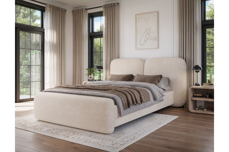 Upholstered bed - Bed Ollival with metal frame and storage box (Pull-out bed with storage box)