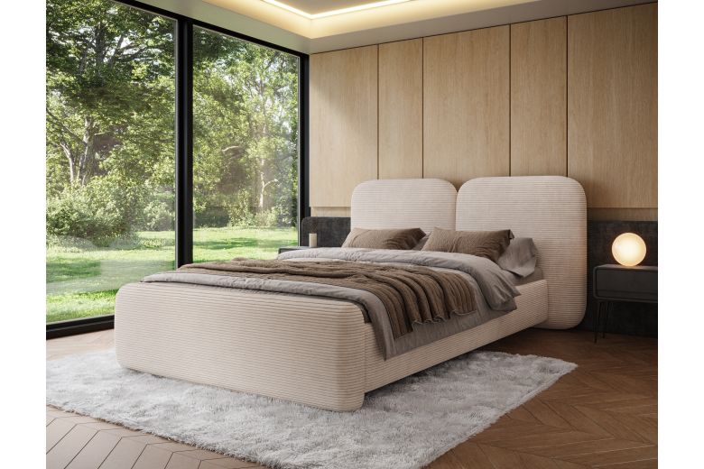 Upholstered bed - Bed Ollival with metal frame and storage box (Pull-out bed with storage box)