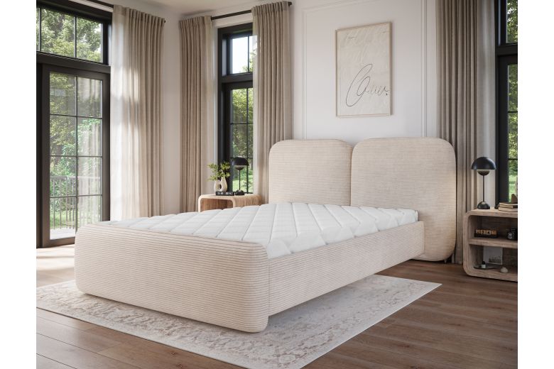 Upholstered bed - Bed Ollival with metal frame and storage box (Pull-out bed with storage box)
