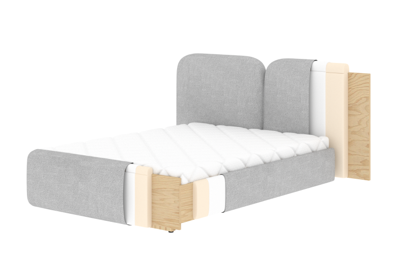 Upholstered bed - Bed Ollival with metal frame and storage box (Pull-out bed with storage box)