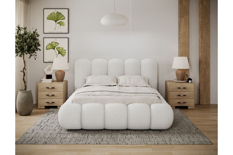 Upholstered bed - Oloroso bed with metal frame and storage compartment (Pull-out bed with storage box)