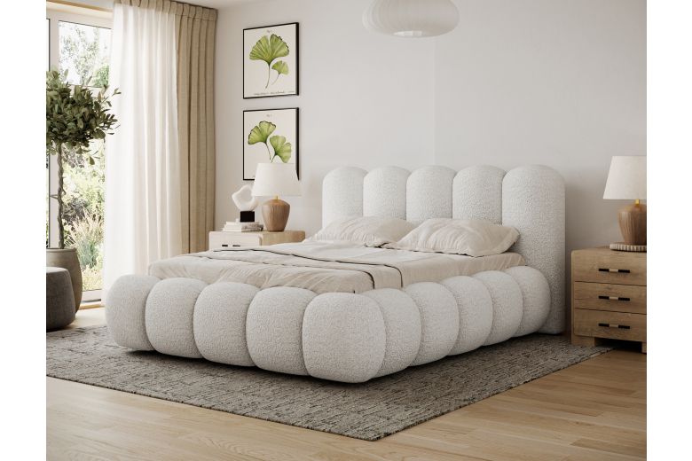 Upholstered bed - Oloroso bed with metal frame and storage compartment (Pull-out bed with storage box)
