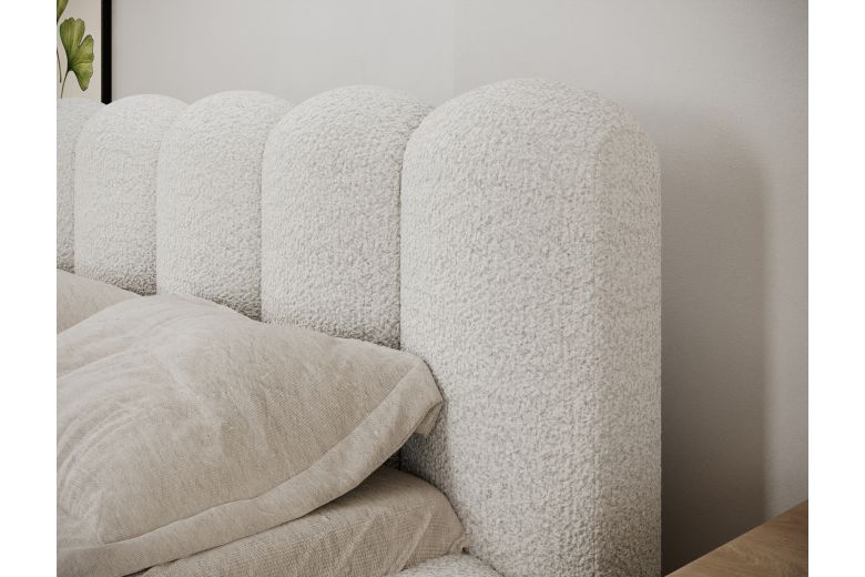 Upholstered bed - Oloroso bed with metal frame and storage compartment (Pull-out bed with storage box)