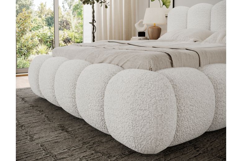 Upholstered bed - Oloroso bed with metal frame and storage compartment (Pull-out bed with storage box)
