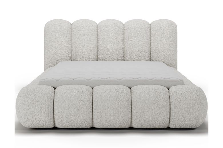 Upholstered bed - Oloroso bed with metal frame and storage compartment (Pull-out bed with storage box)