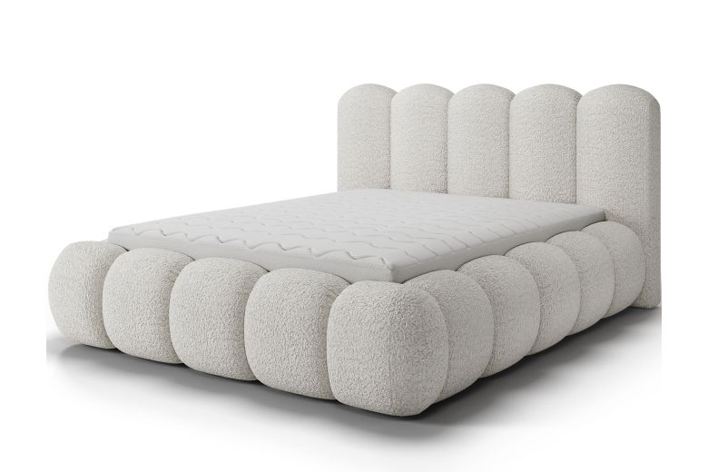 Upholstered bed - Oloroso bed with metal frame and storage compartment (Pull-out bed with storage box)