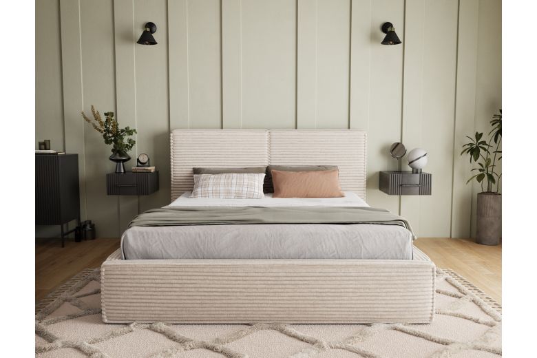 Upholstered bed - Bed Pesillo metal frame, gas lift, storage container (Pull-out bed with storage box)