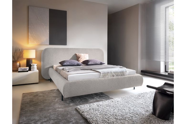 Upholstered bed - Bed Pointt,  metal frame, gas lift, bedding box (Pull-out bed with storage box)