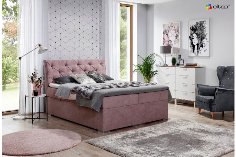 Boxspring bed 140x200 - Balvin (Pull-out bed with storage box)