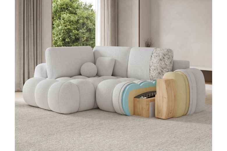 Cozion corner sofa with sleeping function and storage compartment